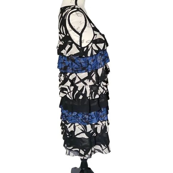 Kensie Ladies Mixed Pattern V-Neck Tiered Ruffle Dress - Size Medium - Picture 4 of 7